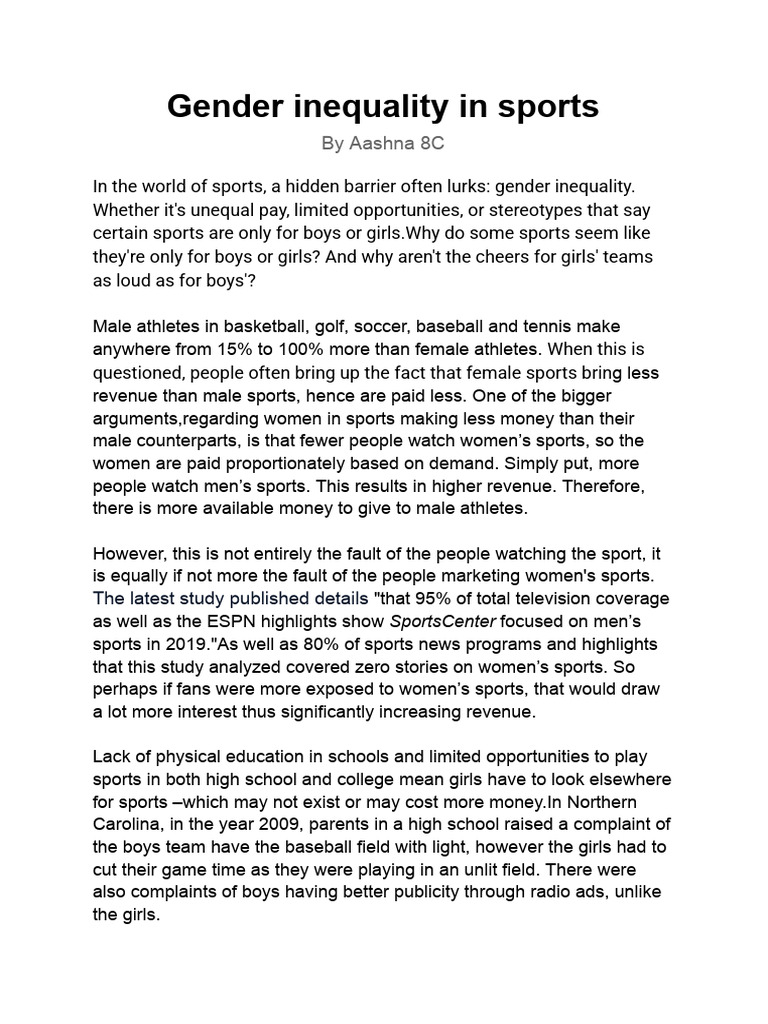 Addressing Gender Inequality in Sports | PDF | Gender | Gender Studies