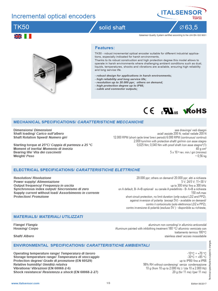 Incremental Optical Encoders: Solid Shaft | PDF