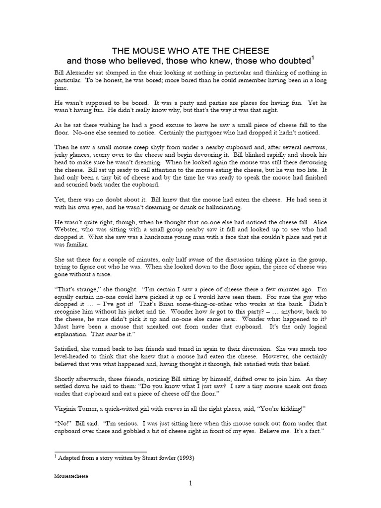 Student Copy The Mouse Who Ate The Cheese | PDF | Mouse