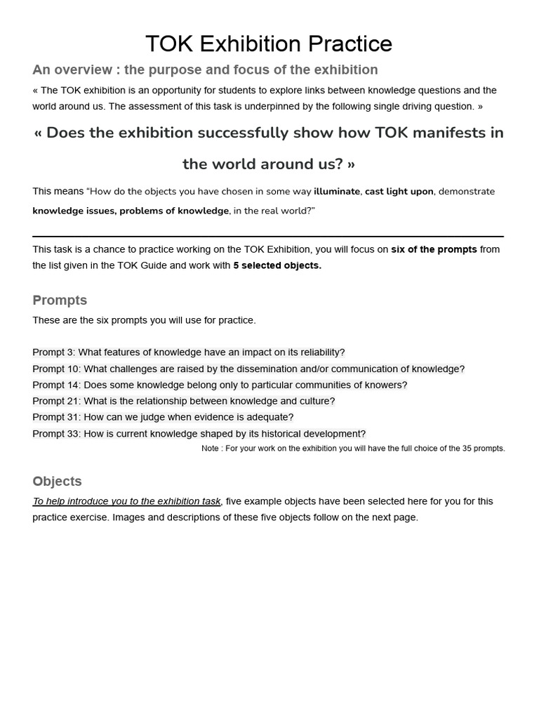 TOK Exhibition Overview and Practice Guide | PDF | Knowledge | James Bond