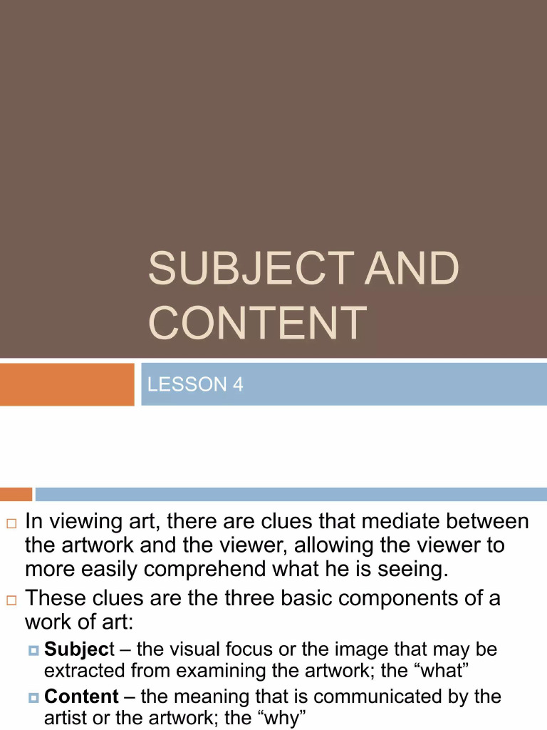 Subject and Content of Art | PDF