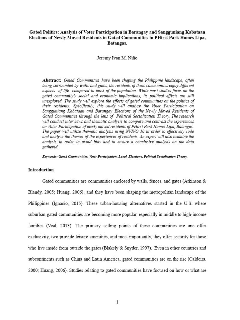 Voter Participation in Gated Communities | PDF