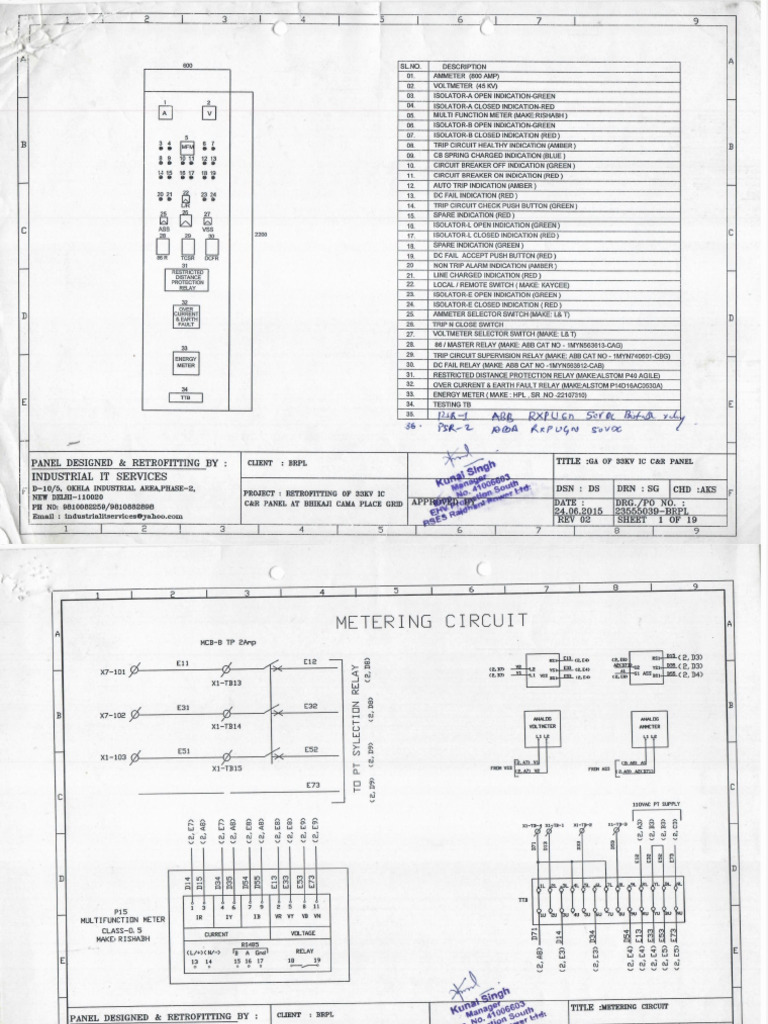 Ga of 33kv Ic C&R Panel | PDF