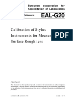 EAL-G20: Calibration of Stylus Instruments For Measuring Surface Roughness