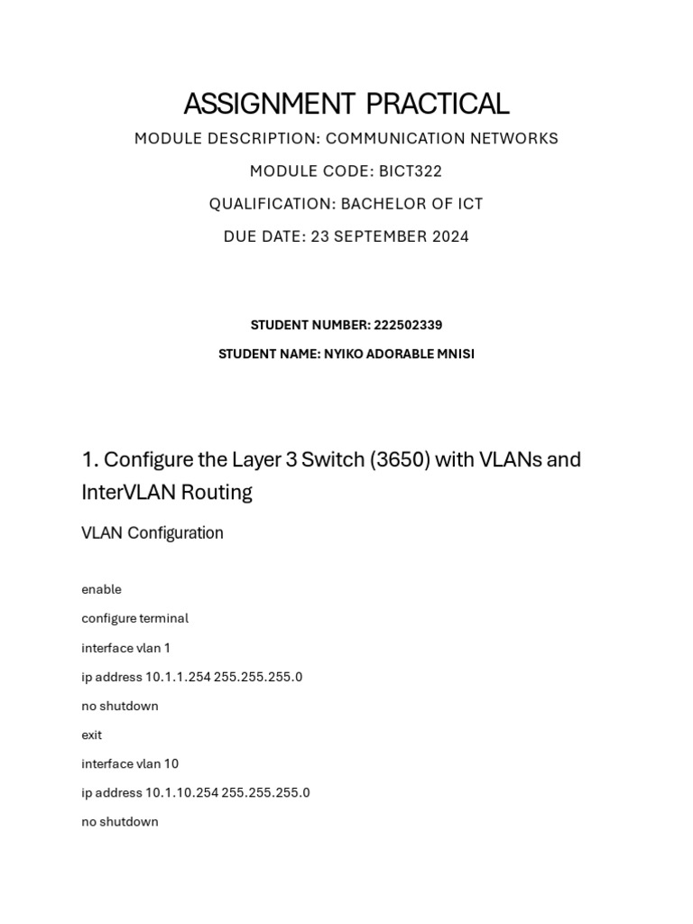 VLAN and InterVLAN Routing Setup Guide | PDF | Network Switch ...