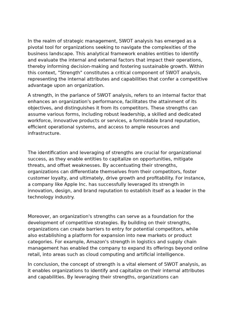 SWOT | PDF | Swot Analysis | Strategic Management