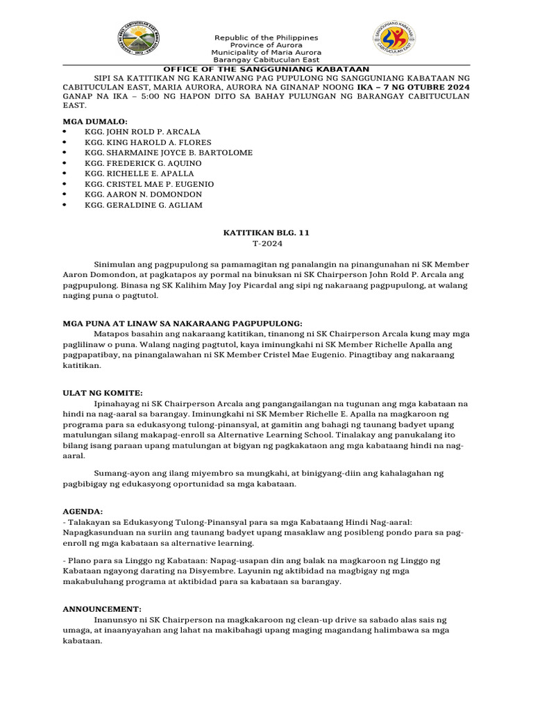 Sipi Sa Katitikan.11 | PDF