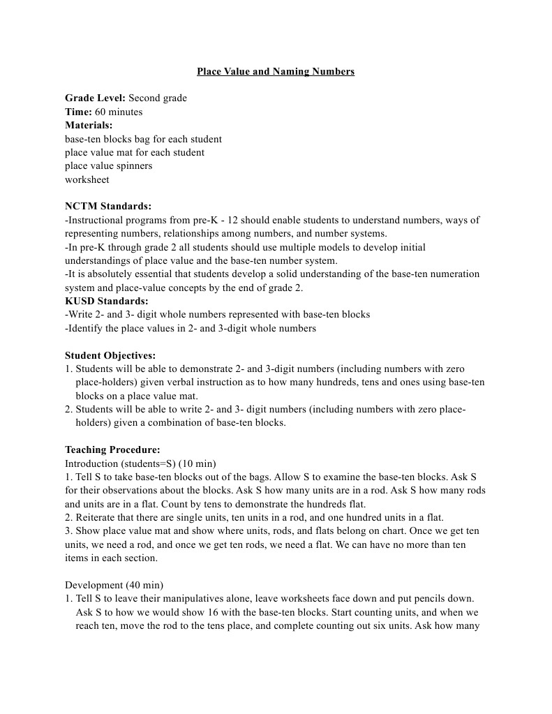 worksheet Rods And Units Worksheets place value lesson educational psychology cognitive science