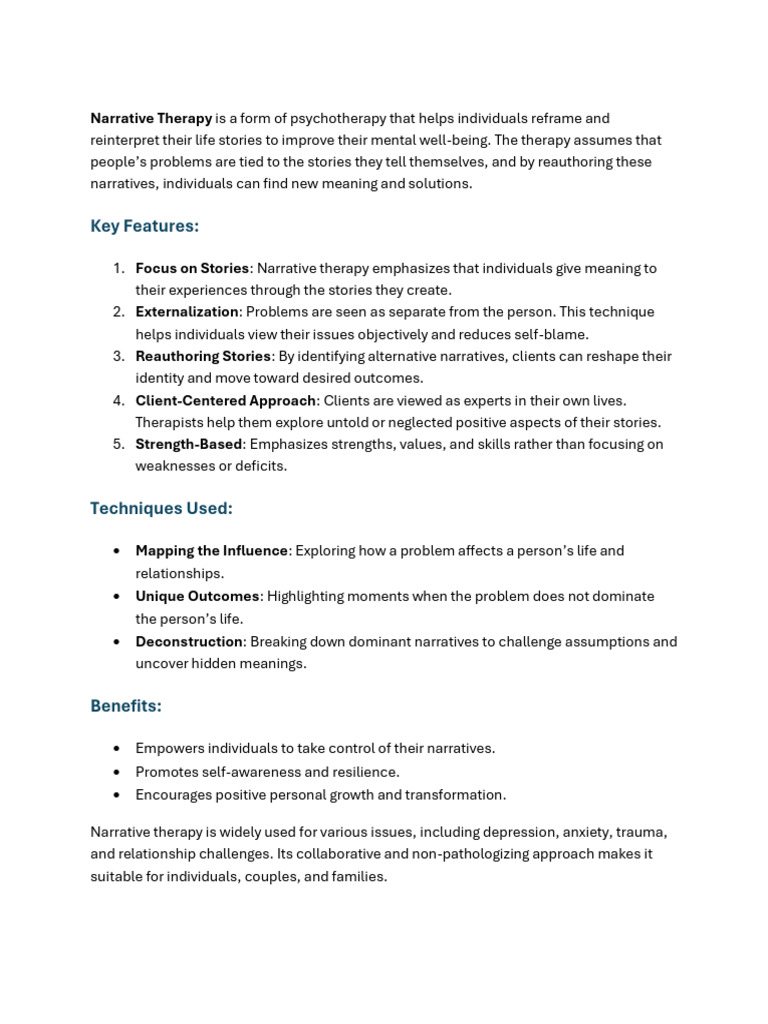 Narrative Therapy Pdf