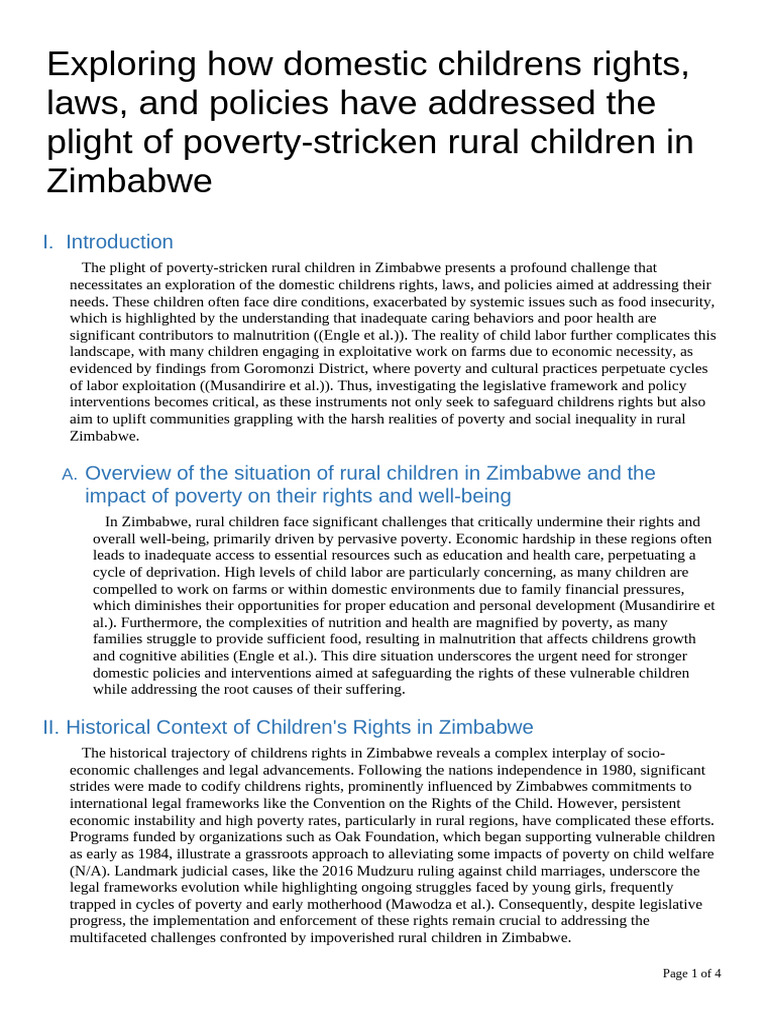 Children's Rights and Poverty in Zimbabwe | PDF | Poverty | Poverty ...