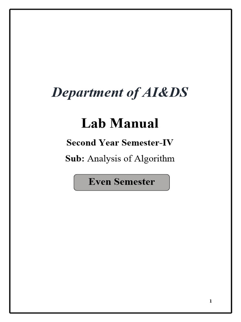 Lab Manual for Algorithm Analysis | PDF | Graph Theory | Theoretical ...