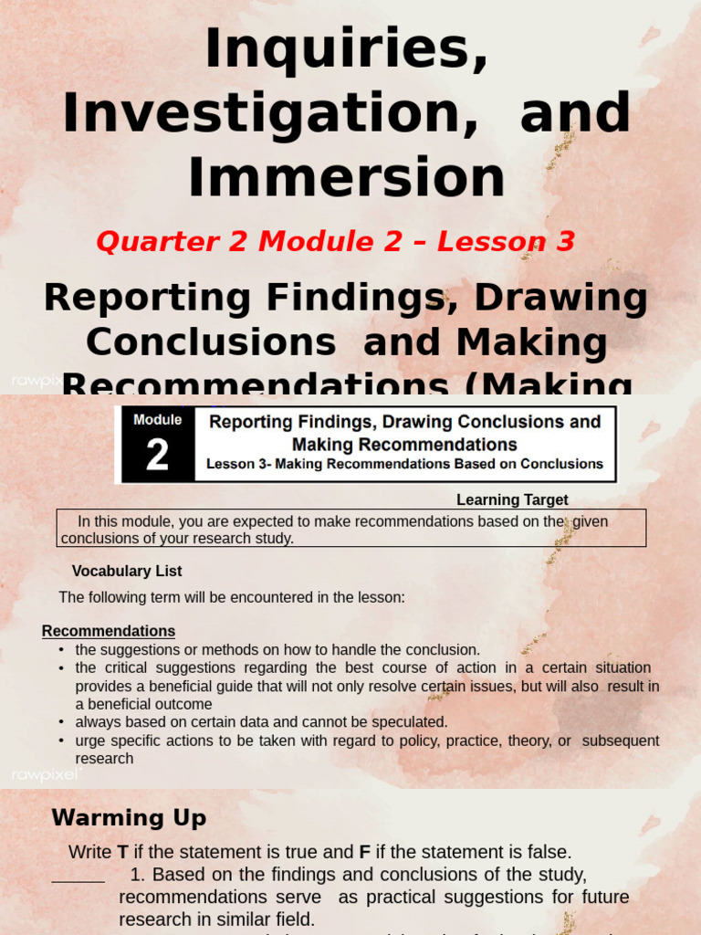 Recommendations for Research Findings | PDF | Policy | Cognition