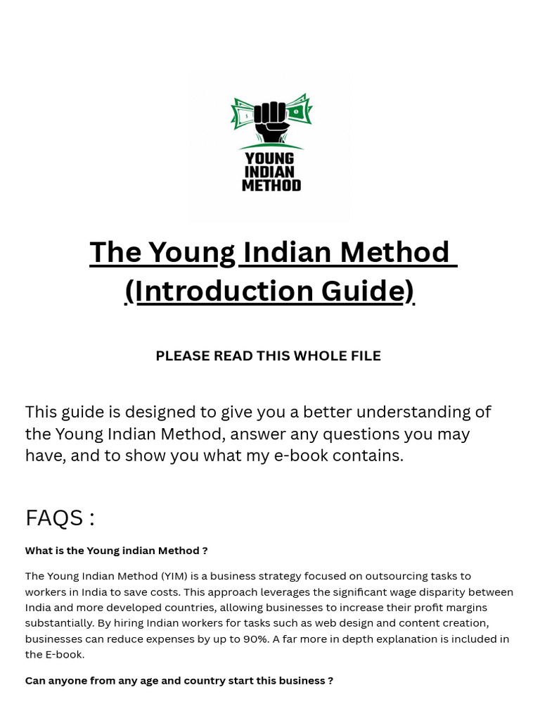 Young Indian Method: Outsourcing Guide | PDF | Outsourcing | Business ...