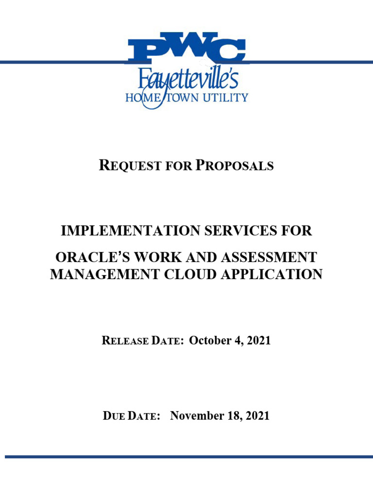 RFP for Oracle WACS Implementation Services | PDF | Indemnity ...