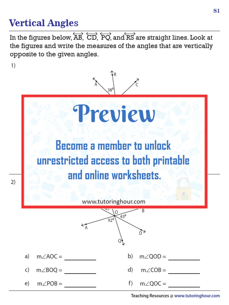 Vertical Angles Worksheet | PDF