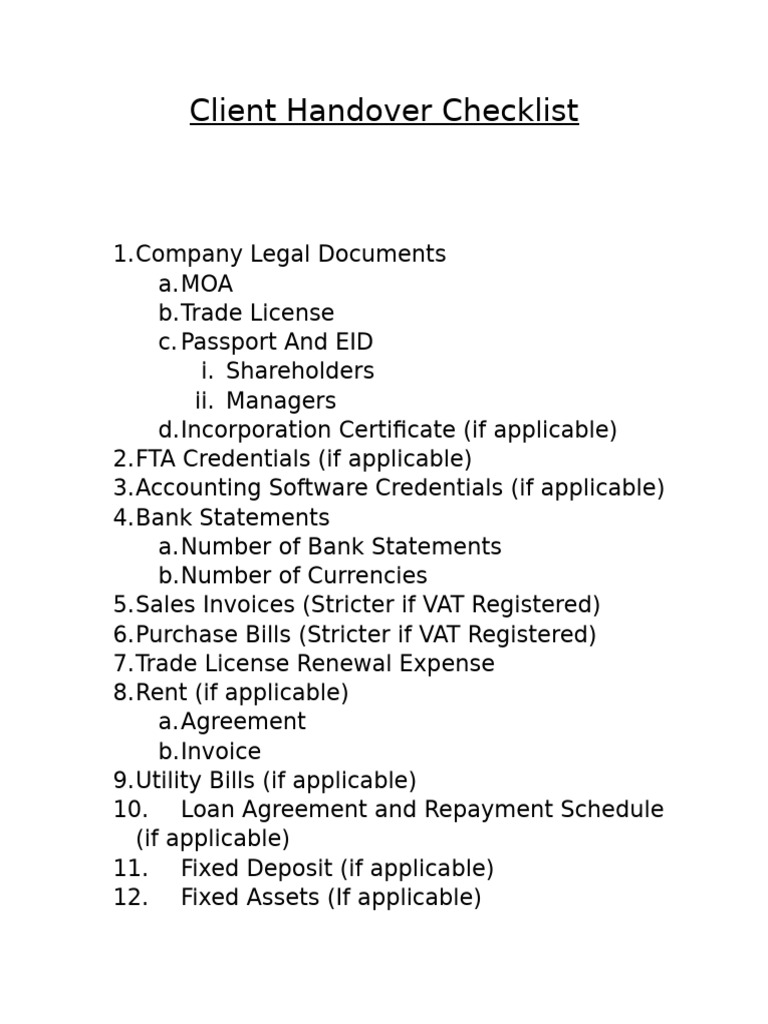 Essential Client Handover Checklist | PDF
