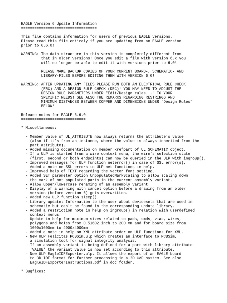 EAGLE 6.6.0 Update Release Notes | PDF | Command Line Interface | Mac Os