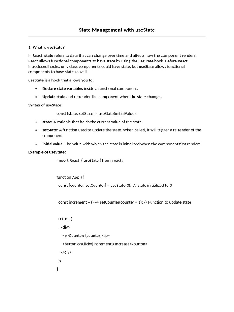 React useState Hook Explained | PDF | Software | Software Development