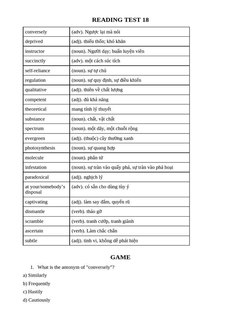 Reading Test 18 | PDF | Chemical Substances | Chemistry