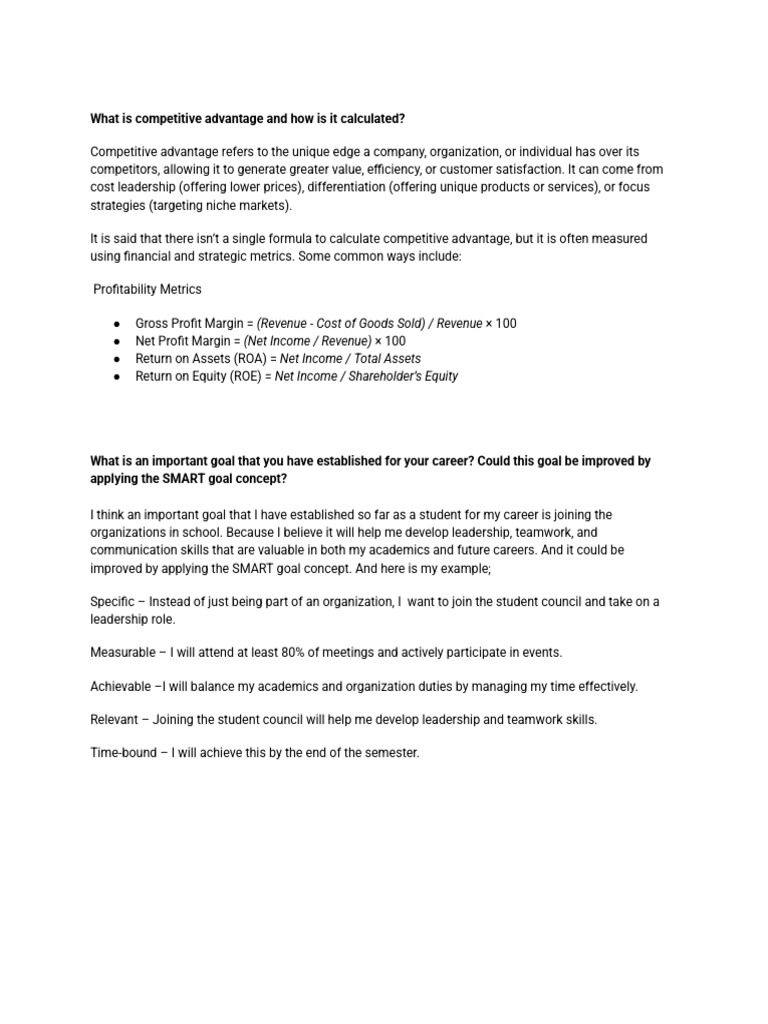 Curated visual reference: Competitive Advantage Metrics Reference: Understanding Competitive Advantage Metrics