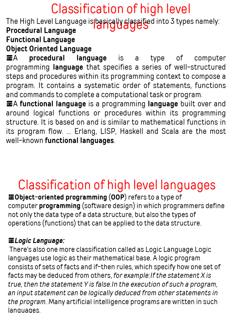 Classification of High Level Languages.ppt_20250102_221036_0000 | PDF