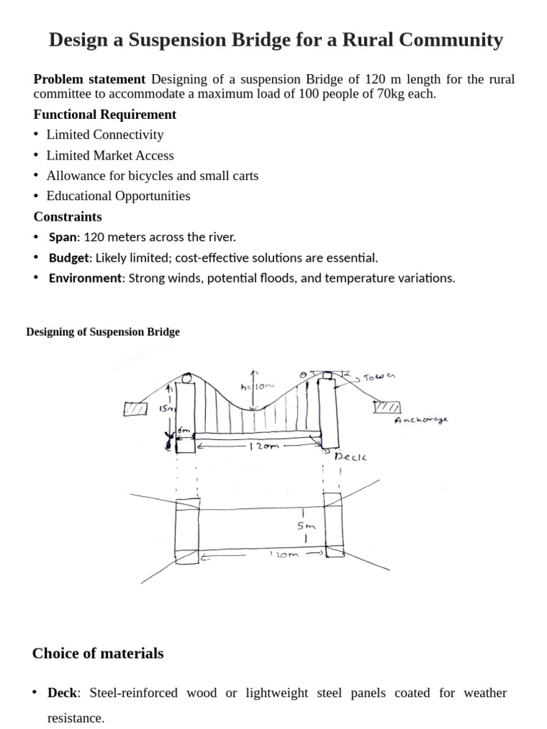 Suspension Bridge Design for Rural Access | PDF