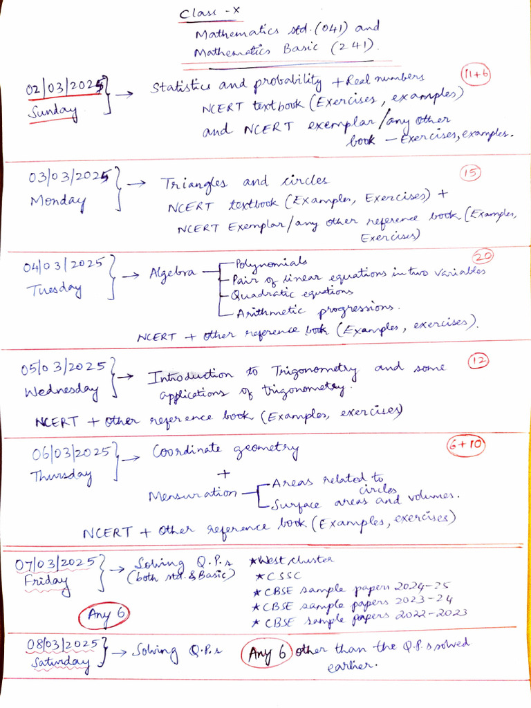 2025 Math Exam Prep Schedule | PDF | Education Policy | Educational ...