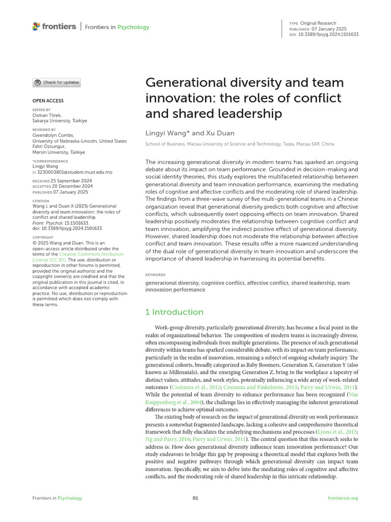Generational Diversity's Impact on Team Innovation | PDF | Leadership ...