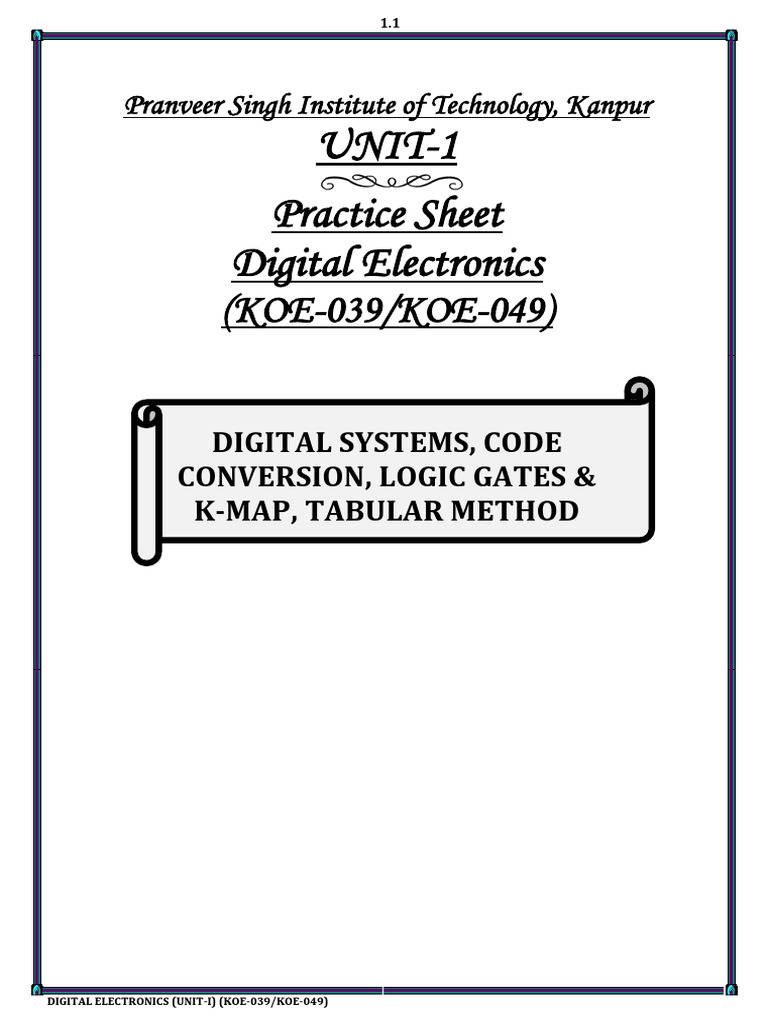 Unit 1 | PDF | Logic Gate | Logic