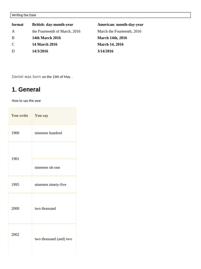 Writing the Date | PDF