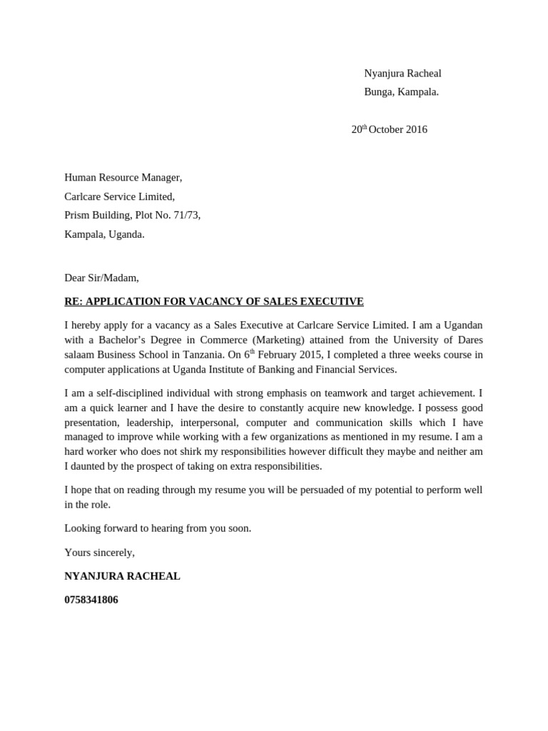 Application Letter RACHEAL | PDF