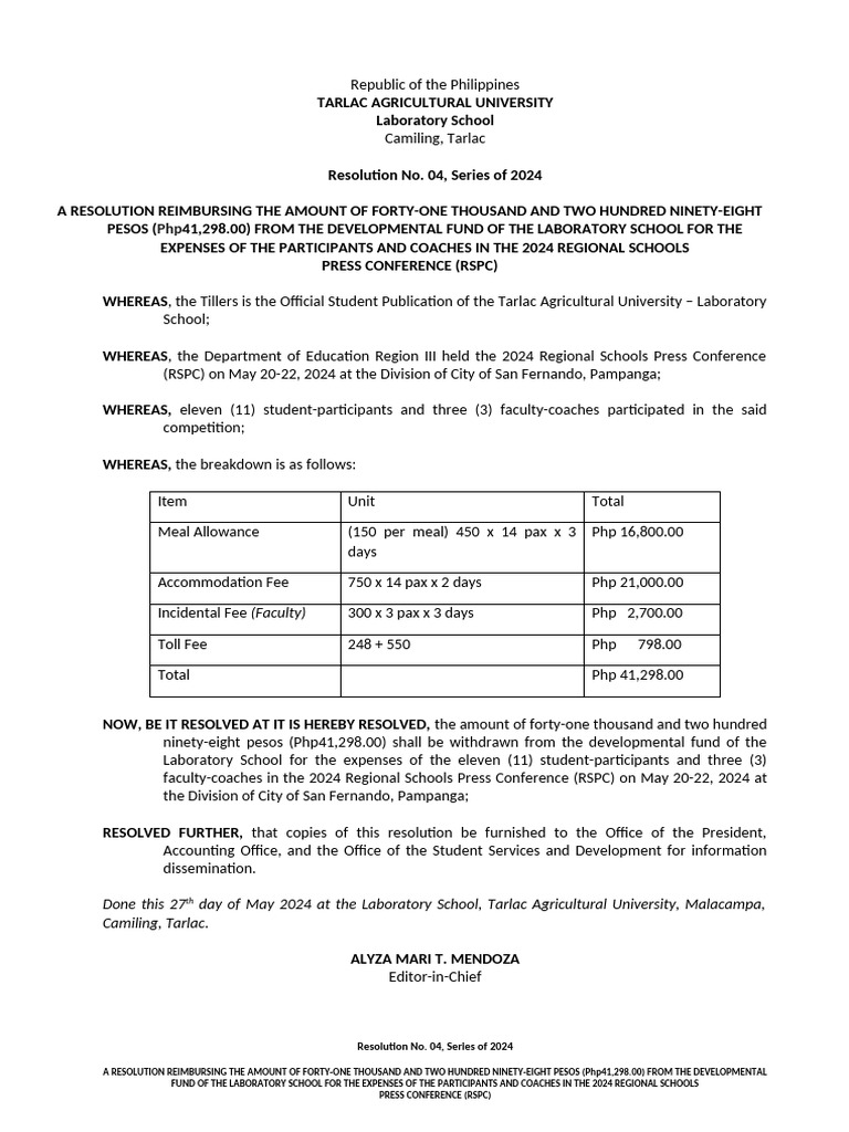 Reimbursement For Rspc Expenses 2024 Pdf Foreign Exchange Market