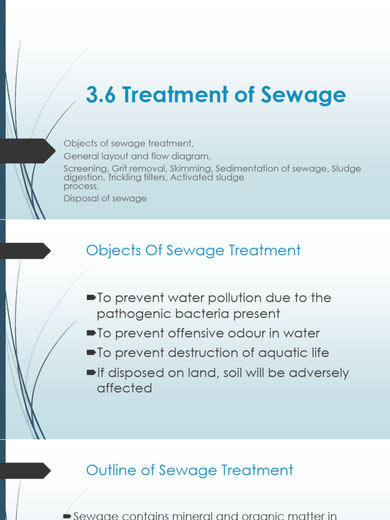3.6 Treatment of Sewage | PDF | Sewage Treatment | Water Supply