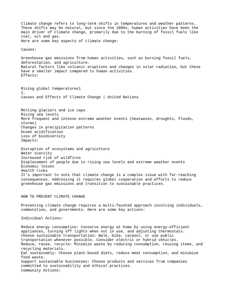 Causes and Solutions for Climate Change | PDF | Climate Change ...