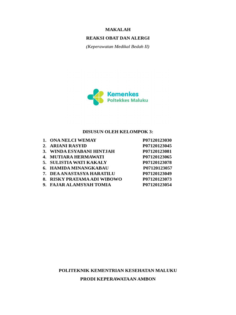 Reaksi Obat dan Alergi dalam Keperawatan | PDF