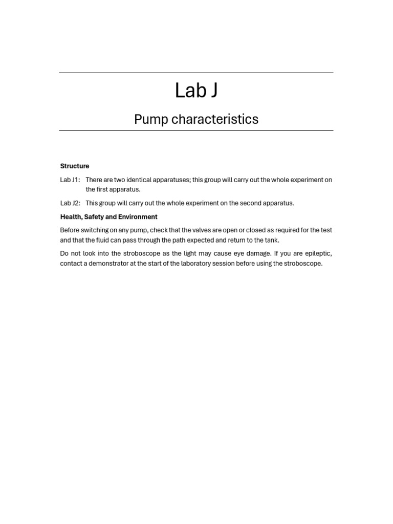 Centrifugal Pump Characteristics Lab | PDF | Pump | Valve