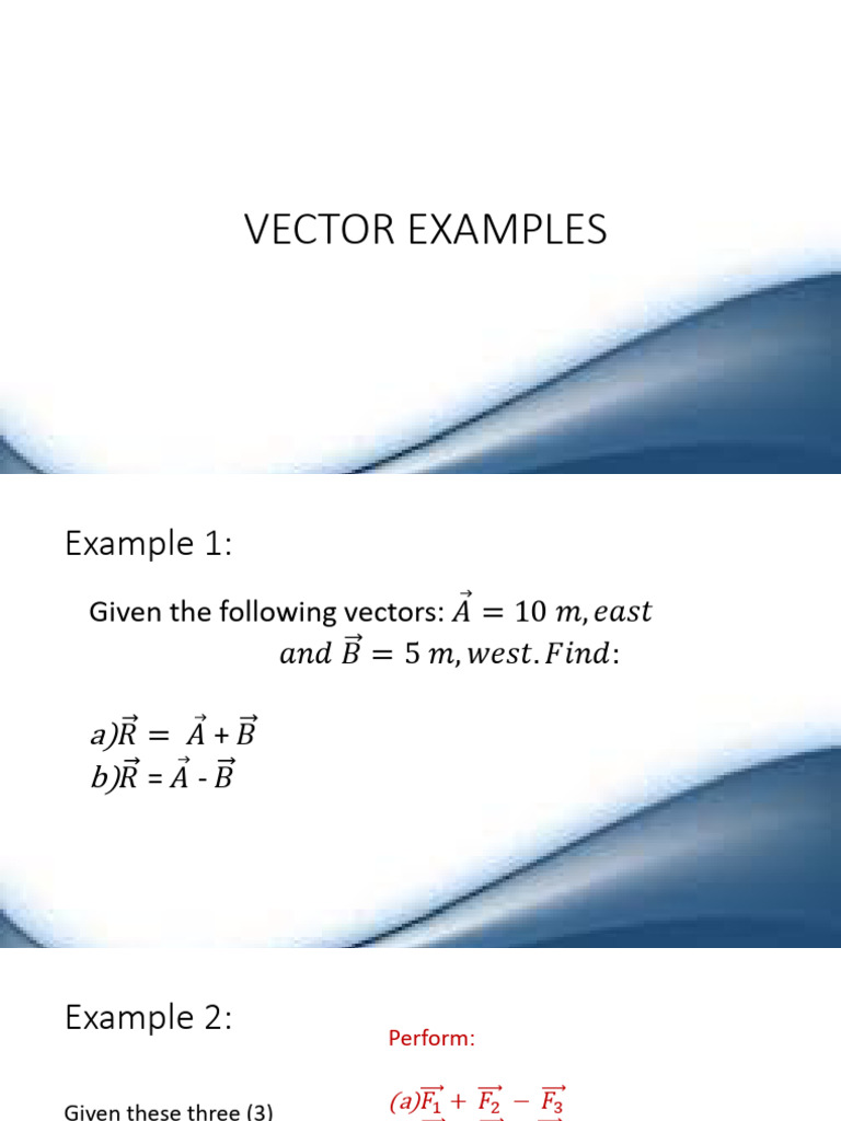 Vector Examples and Calculations | PDF