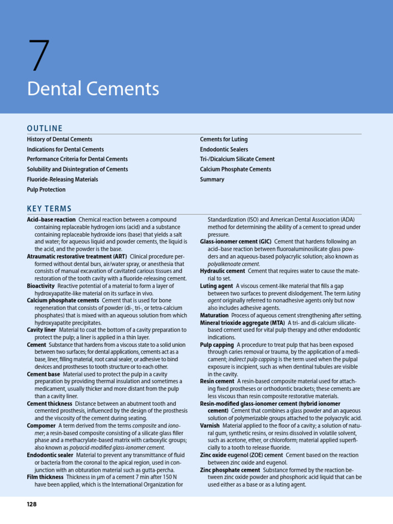 Cement | PDF | Dentistry Branches | Chemical Substances