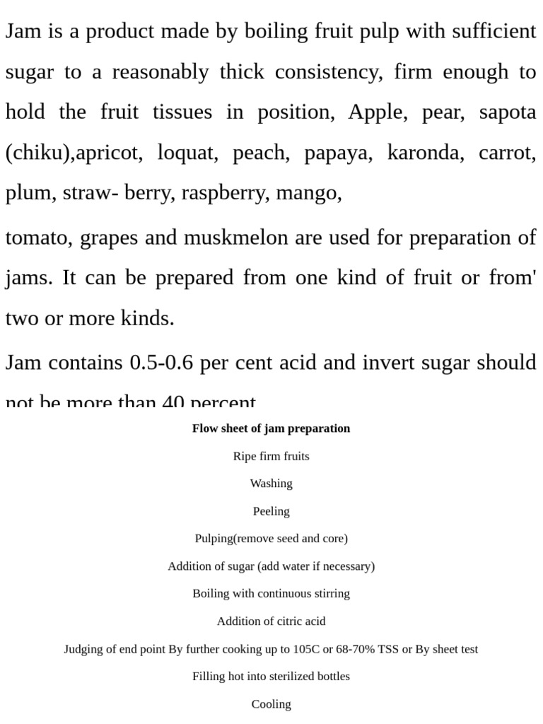 Jam Preparation and Production Issues | PDF | Fruit Preserves | Food ...