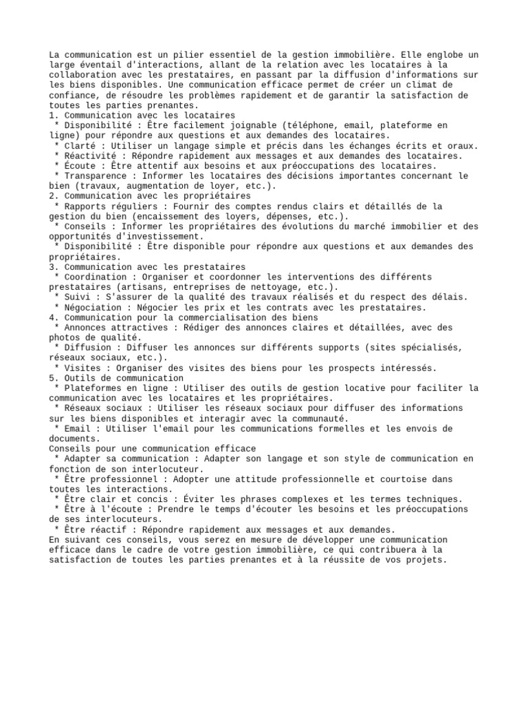 Communication efficace en gestion immobilière | PDF | la communication