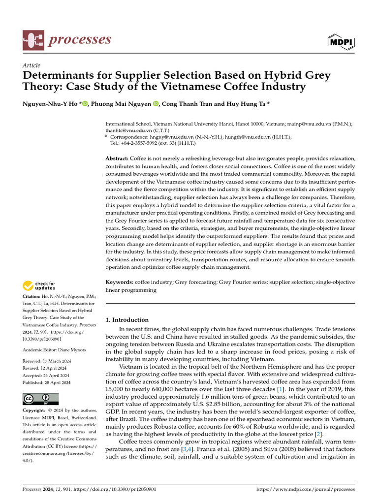 Determinants For Supplier Selection Based On Hybrid Grey Theory - Case ...