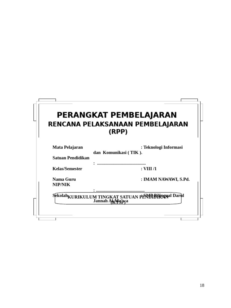 RPP TIK Kelas VIII: Menu dan Ikon | PDF