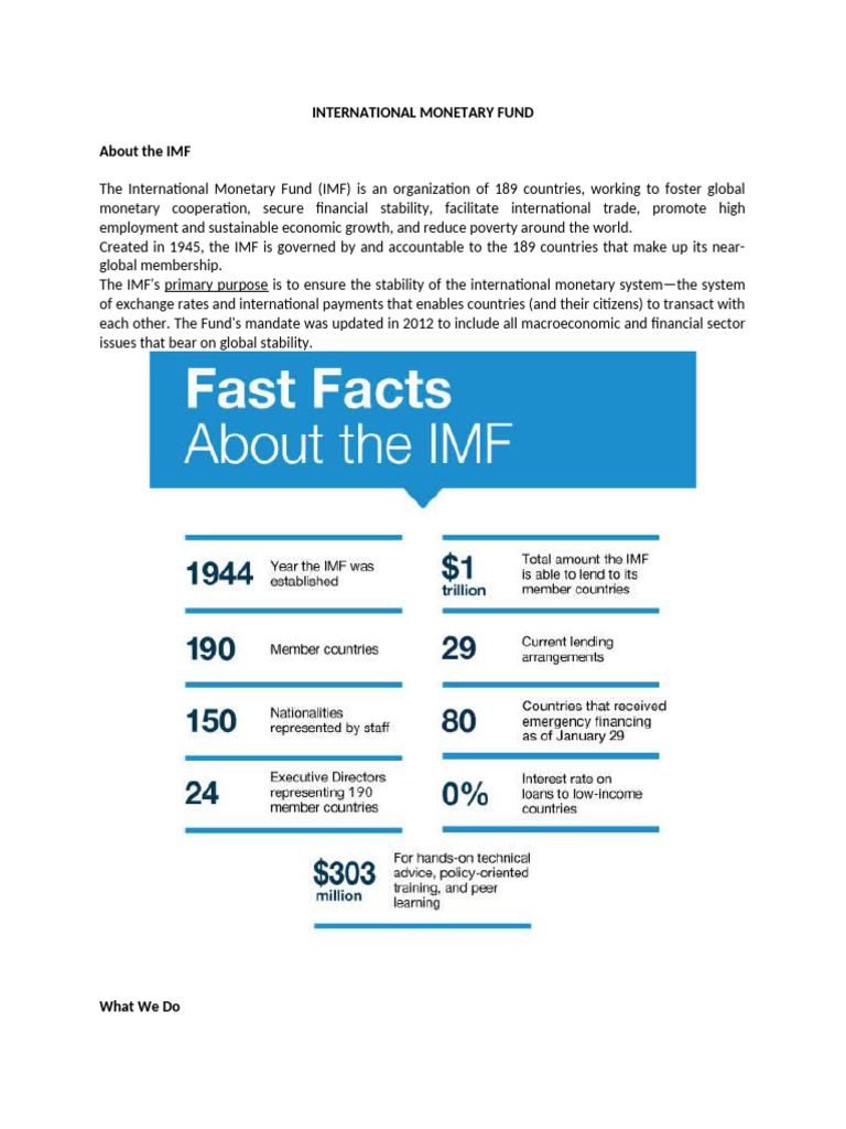 Overview of the International Monetary Fund | PDF | International ...