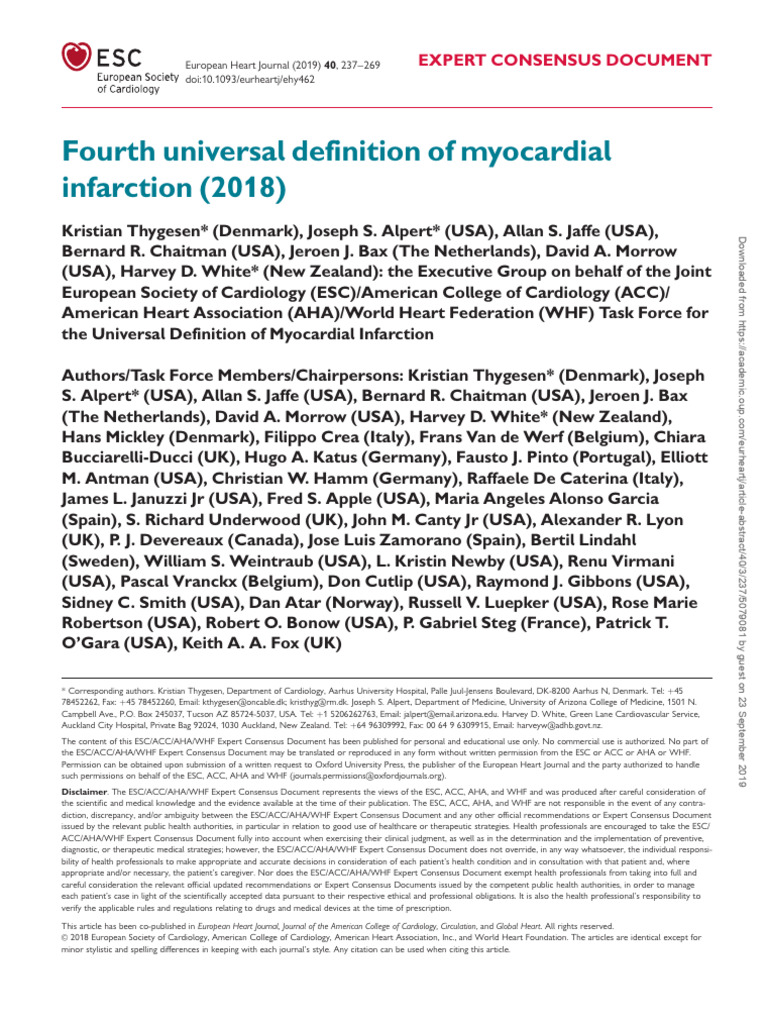 4 TH Definition | PDF | Myocardial Infarction | Percutaneous Coronary ...