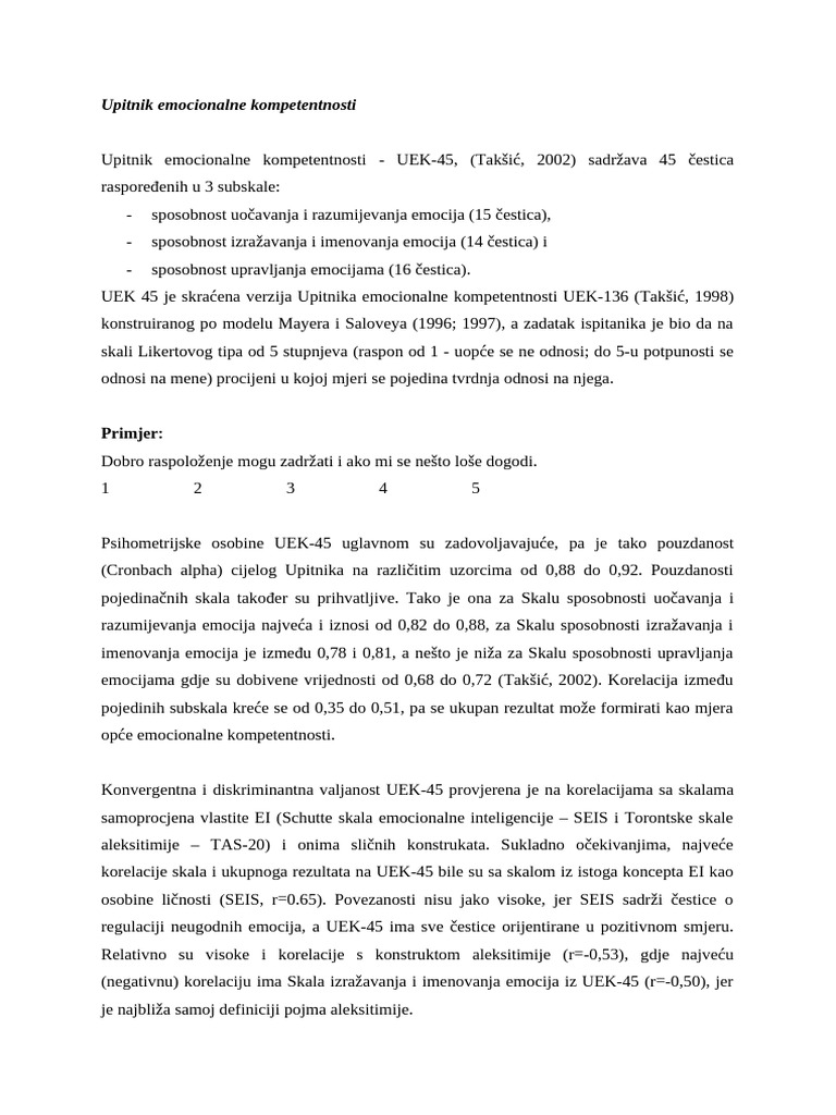 Primjer Predstavljanja Upitnika U Znanstvenom Radu | PDF