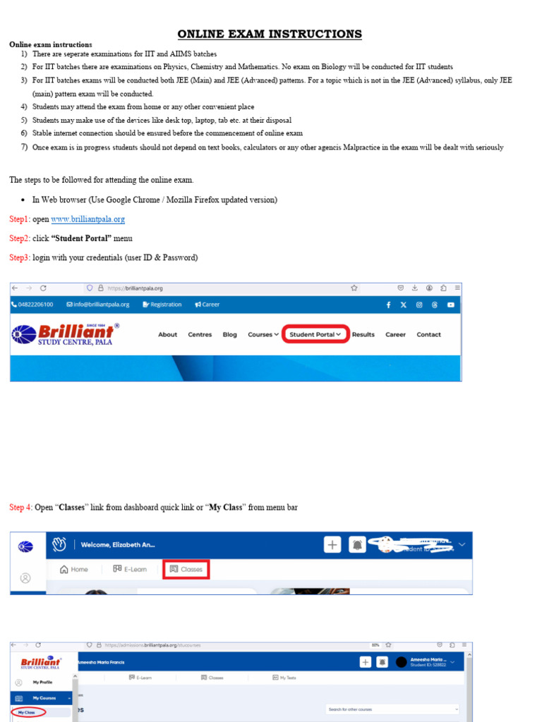 Exam Instructions 2026 Pdf