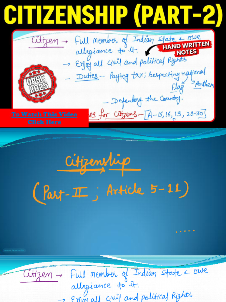 Complete Indian Polity - Citizenship - Part - 2 | PDF | Citizenship ...