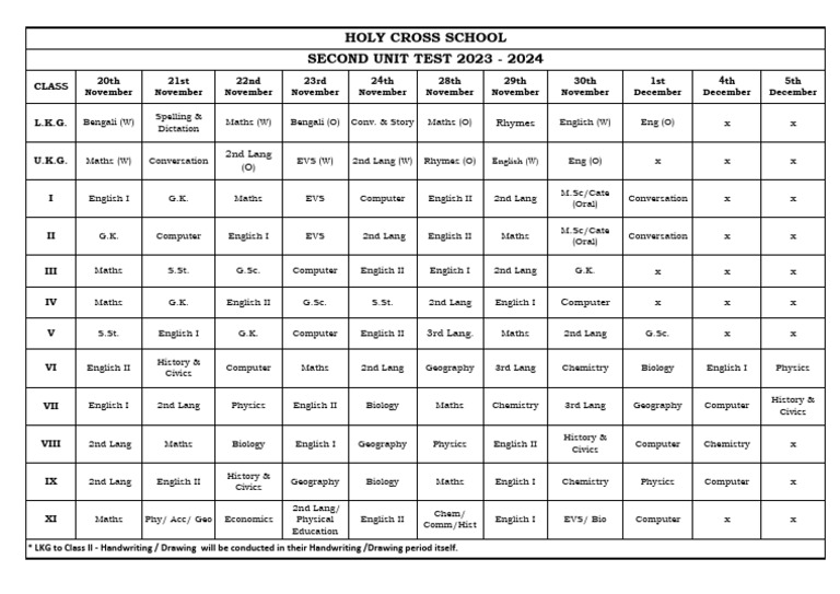 UT 2 Time Table -1 | PDF | Science