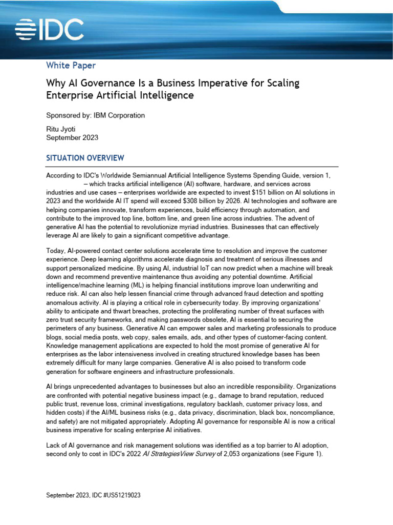 AI Governance: A Business Imperative | PDF | Artificial Intelligence ...