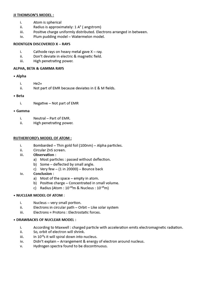 Atom Models: Thomson to Rutherford | PDF